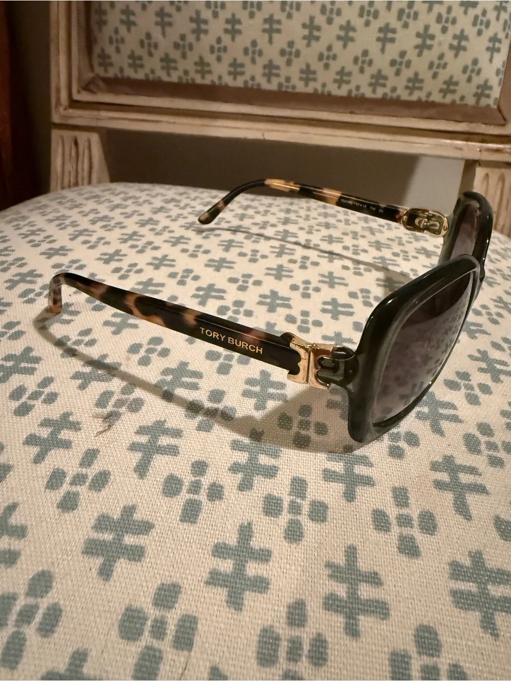 Tory Burch Olive Green Oversized Sunglasses with Tortoiseshell Temples